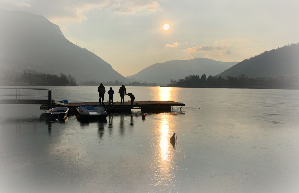 on a frozen lake