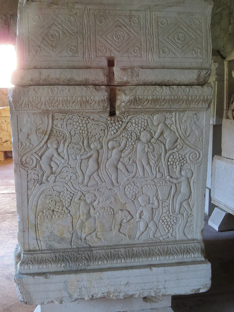 Musée archéologique de Split : sarcophage aux erotes vendangeurs, 2