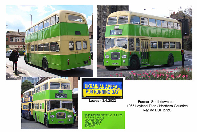 Former Southdown Leyland Titan at Lewes Ukrainian Appeal Bus Running Day 3 4 2022