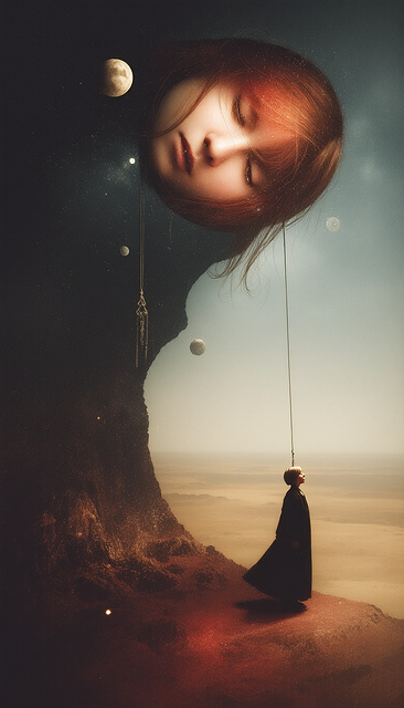 Surreal girl dreams on a hot summer night - inspired by Dali - 14