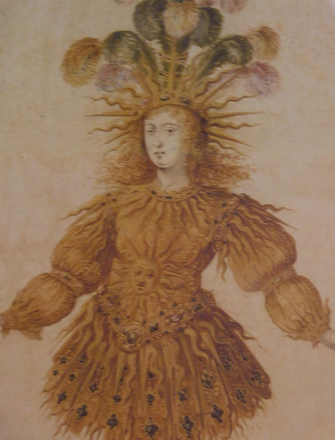 Detail of Louis XIV as the Sun Costume Drawing in the Metropolitan Museum of Art, August 2019