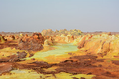 Ethiopia, Danakil Depression, Solidified Sulfur-Andesite Lava Lake in the Crater of Dallol Volcano