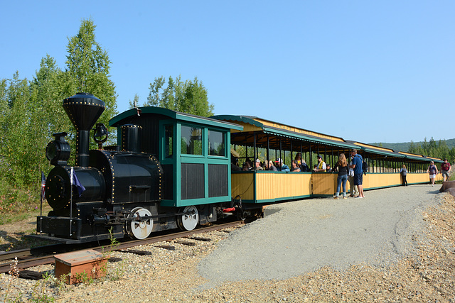 Alaska, Boarding a Retro Train at the Station of Gold Dredge 8