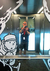 Self portrait in a lift, Musee Herge.