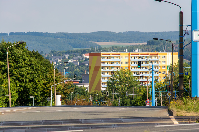 Blick von der Stollberger Straße in die Wladimir-Sagorski-Straße