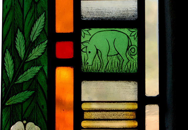Detail of Graham Memorial Window, St Peter's Church, Parwich, Derbyshire
