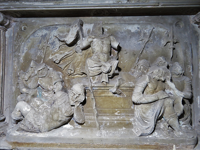 weston under wetherley church, warks  (21)resurrection on tomb of sir edward saunders +1573