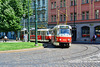 Prague 2019 – DPP Tatra T3 8548 + 8549 turning the corner at Senovážné náměstí
