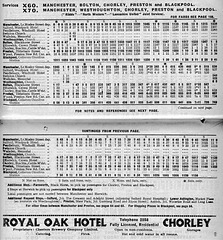 Manchester-Blackpool service X60 (with X70) timetable - 4 Jun to 25 Sep 1949