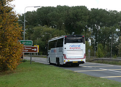 National Express  (Travel West Midlands) SH282 (BV19 XOO) on the A11 at Barton Mills - 6 Oct 2020 (P1070882)