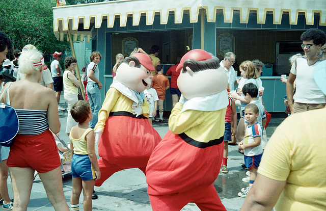 Disney World, Orlando, June 1981.... Tweedle Dee and Tweedle Dum.