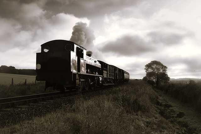 Bagnall 0-6-0T 'Vulcan' on a cloudy morning