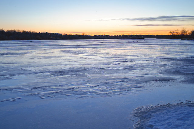 blue lake at sunrise