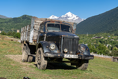 russian truck with gorgian pig