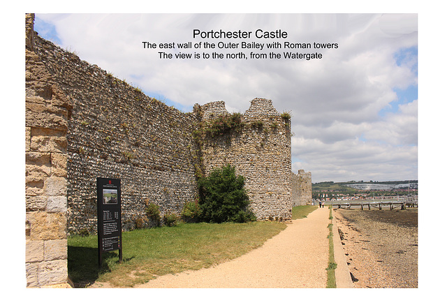 Portchester Castle - East outer wall with Roman Towers - 11 7 2019