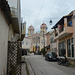 Greece, Lefkimmi on Kerkyra, The Street of 21st March with the Church of Saint Arsenios ahead