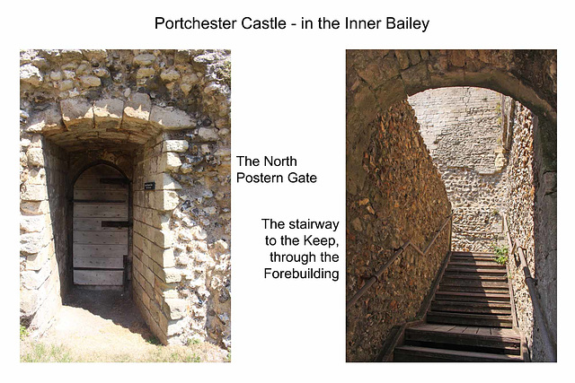 Portchester Castle - north postern gate & stairs to the Keep - 11 7 2019