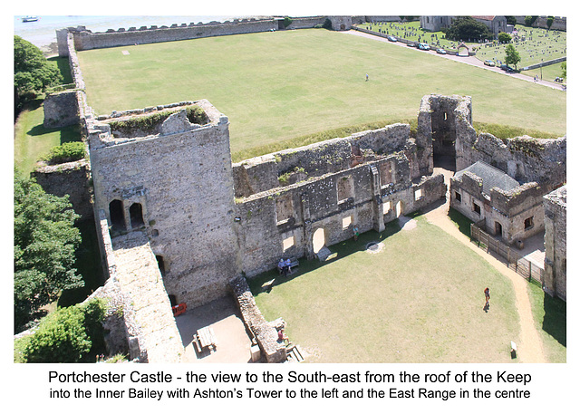 Portchester Castle - the Inner Bailey from the Keep's roof - 11 7 2019