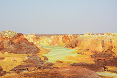 Ethiopia, Danakil Depression, Solidified Sulfur-Andesite Lava Lake in the Crater of Dallol Volcano