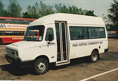 High Suffolk Community Bus parked at Ram Meadow, Bury St. Edmunds – 14 May 1994 (222-27)