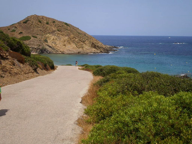 Pedestrian access to Cala Mesquida beach.