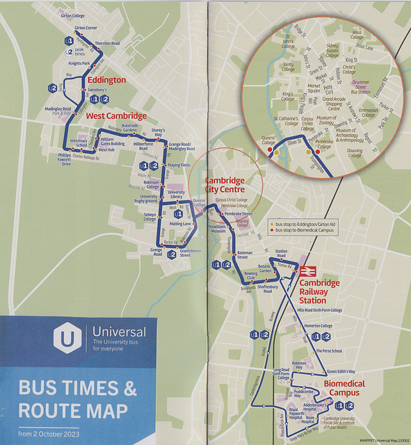 Universal bus service (Cambridge) leaflet - covers (2 of 6)