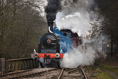 Caledonian Locomotive #419 leaves Leekbrook.