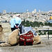 Dromedary waiting for tourist at Mount Scopus .