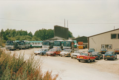 Cambridge Coach Services yard at Waterbeach - 15 Jul 1990