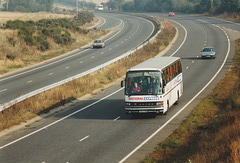 Chenery Travel (National Express contractor) H63 PDW on the A11 near Red Lodge – 26 Oct 1997 (375-10A)