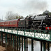 LMS class 8F 2-8-0 48151 with 1Z10 06.00 Hellifield - Whitby The Whitby Flyer crossing The Murk Esk at Ruswarp 14th April 2018 (Steam from York)