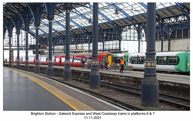 Brighton Station trains in platforms 6&7 11 11 2021