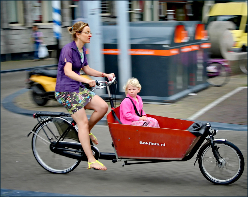 Un biciclo molto originale per trasportare il bimbo in sicurezza