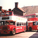 Eastern Counties Omnibus Company OT1 (VDV 752) and VR144 (GNG 710N) at Cromer – 7 Jul 1981