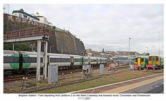 Brighton Station West Coastway train departing11 11 2021
