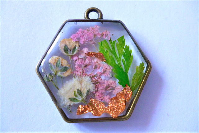 Pink and white flowers with copper leaf