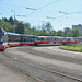 Prague 2019 – DPP Škoda 9309 and DPP Tatra 8180 + 8181 at the Nádraží Hostivař loop