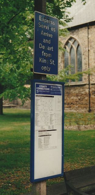 Bus stop, High Street, Mildenhall - 12 May 1995