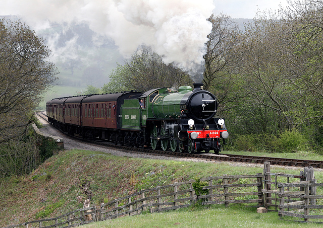 B.1 61306 MAYFLOWER on 10.30 Grosmont to Pickering at Esk Viaduct NYMR 40th Aniversary Steam Gala 11th May 2013