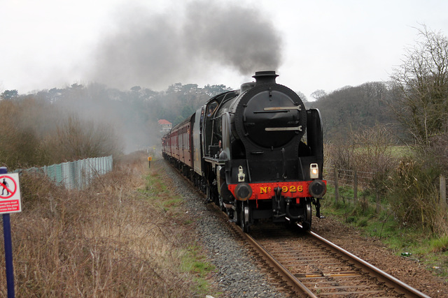 S.R. class V Schools 4-4-0 926(BR 30926) REPTON with the 14.00 Whitby - Pickering approaching Ruswarp station 14th April 2018