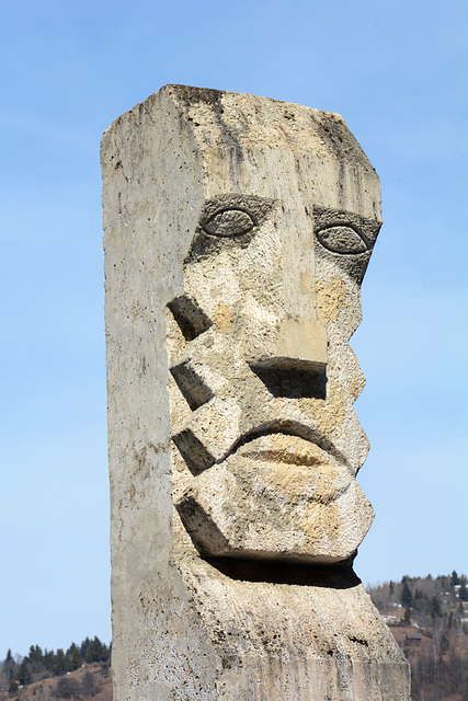 Romania, Maramureș, Sculpture of the Hero in the Memorial in the Village of Moisei