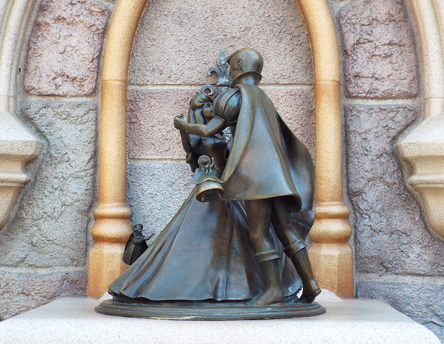 Detail of the Sleeping Beauty and Prince Phillip Water Fountain in Disneyland, June 2016