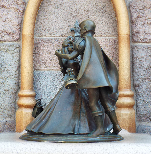 Detail of the Sleeping Beauty and Prince Phillip Water Fountain in Disneyland, June 2016