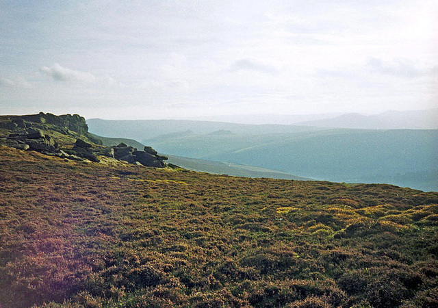 Looking towards Ladybower Reservoir from Derwent Edge (Scan from 1989)