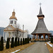 Romania, Maramureș, Wooden Gazebu and New Church in the Moisei Monastery