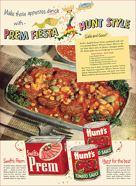 Prem/Hunt's Canned Foods Ad, 1953