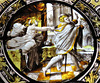 canterbury museum glass joseph and potiphar's wife, c17 flemish roundel