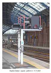 Brighton Station signals on platform 3 11 11 2021