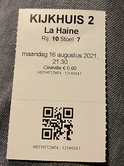 Film ticket for: La Haine