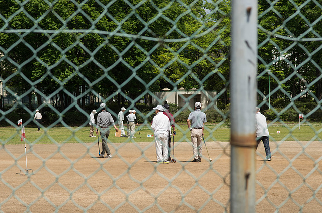 Playing croquet